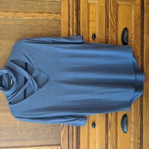 Express Blue V-Neck Turtleneck Tee